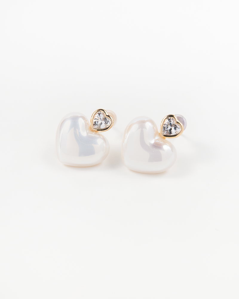 NYU NYU Eternal Heart Pearl Earrings