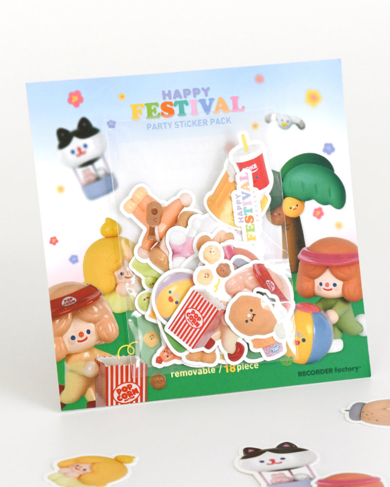 RECORDER factory© Happy Festival Party Sticker Pack