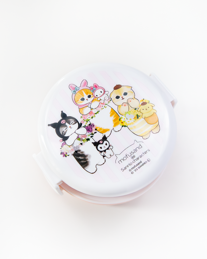 Mofusand X Sanrio© Characters 2 Tier Round Lunch Box