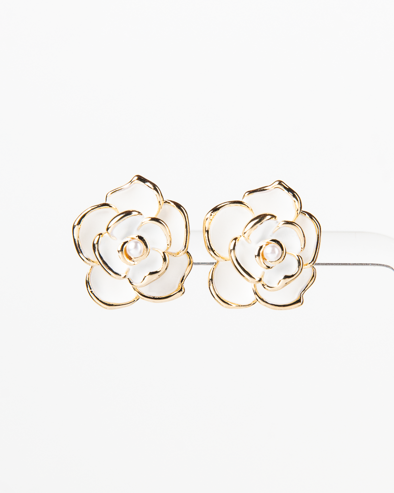 NYU NYU White Camellia Earrings