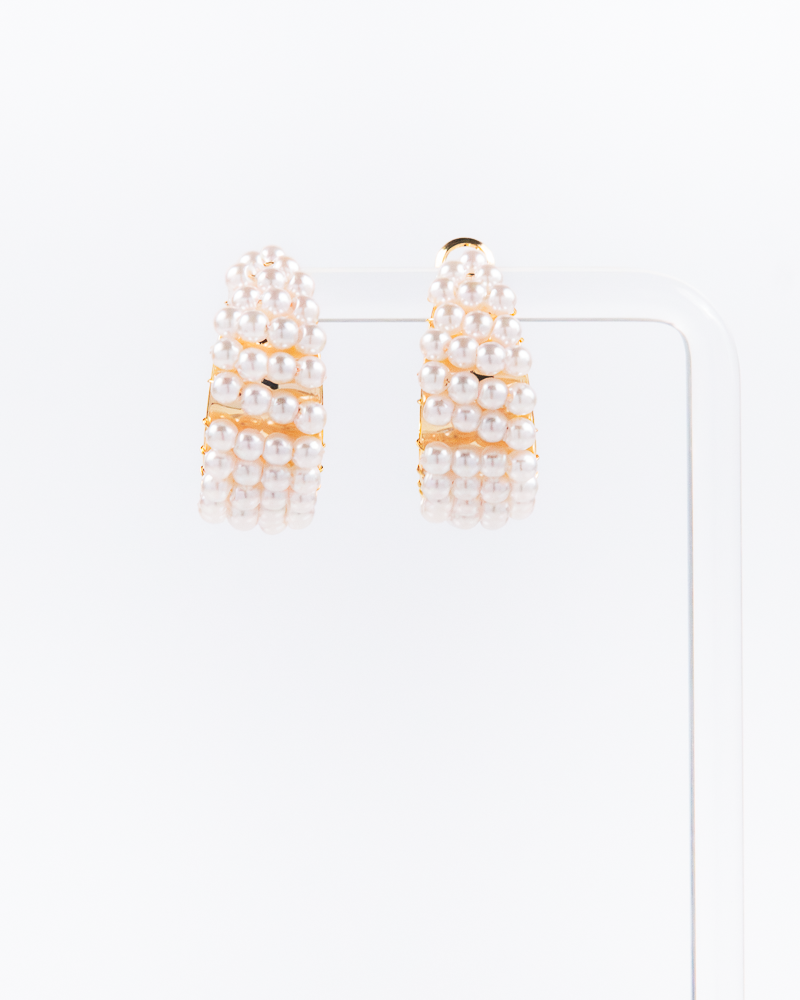 NYU NYU Gold Pearl Hoop Earrings