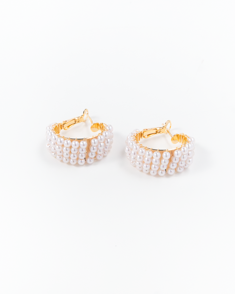 NYU NYU Gold Pearl Hoop Earrings