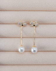 NYU NYU Glitter Bow Knot Pearl Dangle Drops