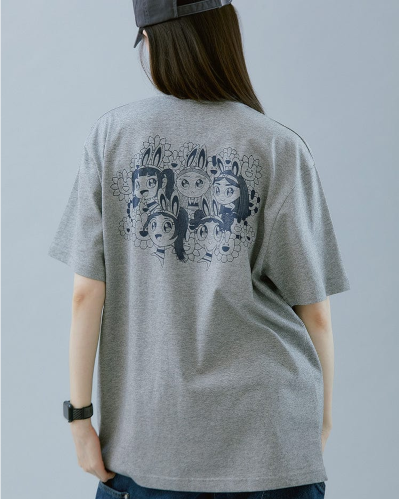 T-shirt NewJeans x MURAKAMI (gris chiné)