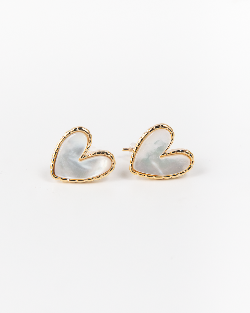 NYU NYU Pearl Heart Inlay Earrings