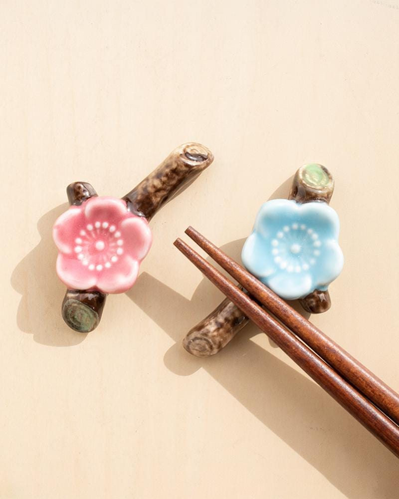 Blooming Sakura cutlery holder with chopsticks resting on top