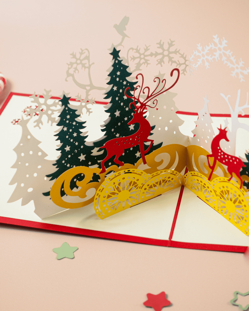 Christmas Tree and Reindeer 3D Pop-Up Card