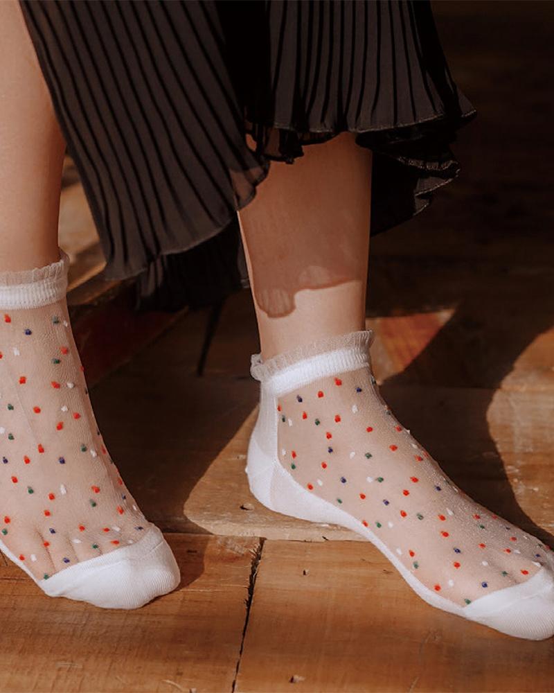 Polka Dot See Through Ankle Socks