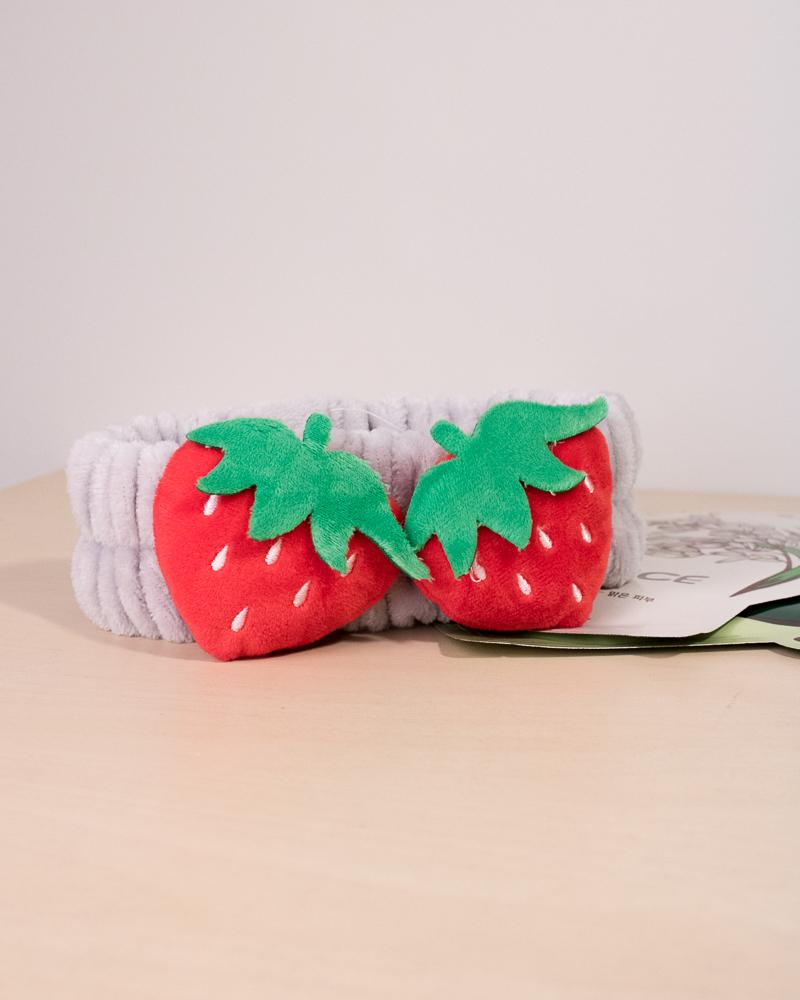soft fluffy strawberry headband in grey colour style