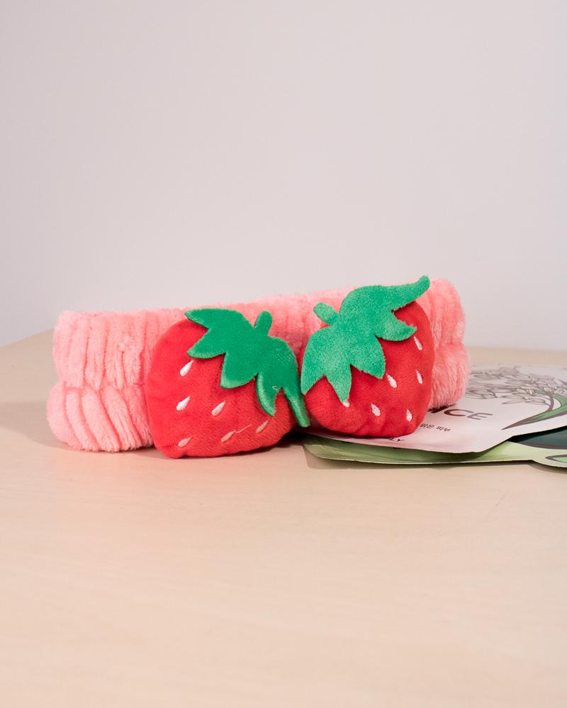 soft fluffy strawberry headband in hot pink colour style