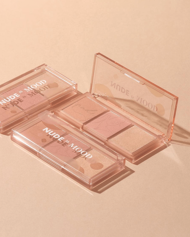 Display of Peripera All Take Mood Cheek Palette in Nude is Mood